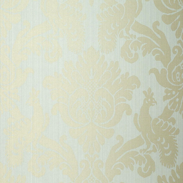 Valette Strie Damask - Robin's Egg Wallcovering | Schumacher