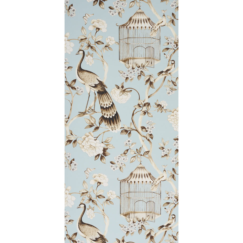 Oiseaux Et Fleurs Mineral Room Setting | Schumacher Wallpaper
