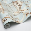 Oiseaux Et Fleurs Mineral Room Setting | Schumacher Wallpaper