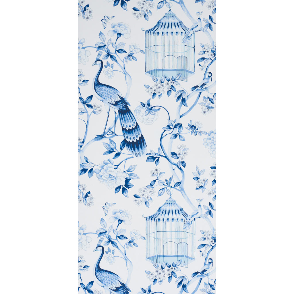 Schumacher Oiseaux Et Fleurs Mineral Wallpaper by Schumacher