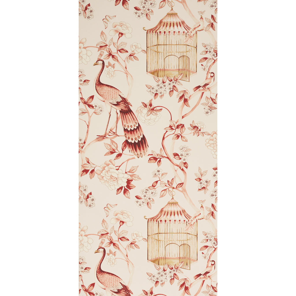 Oiseaux Et Fleurs Cinnabar Room Setting | Schumacher Wallpaper