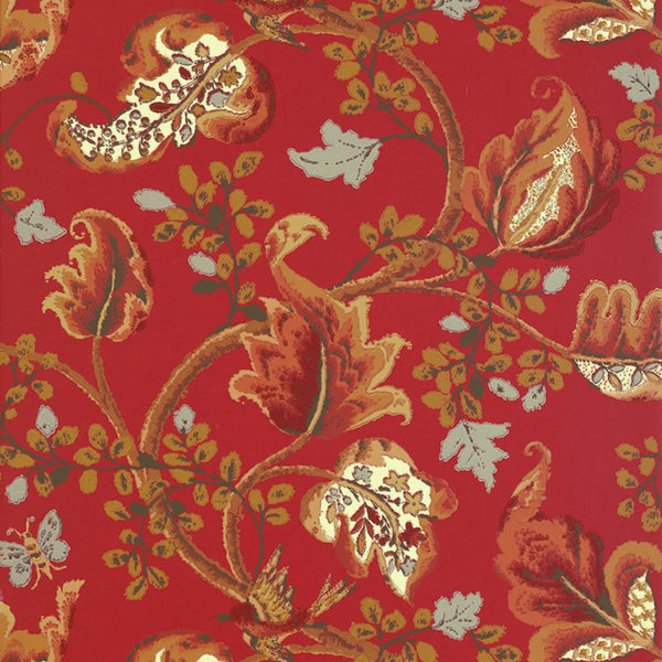 Fox Hollow - Tomato and Brass Wallcovering | Schumacher