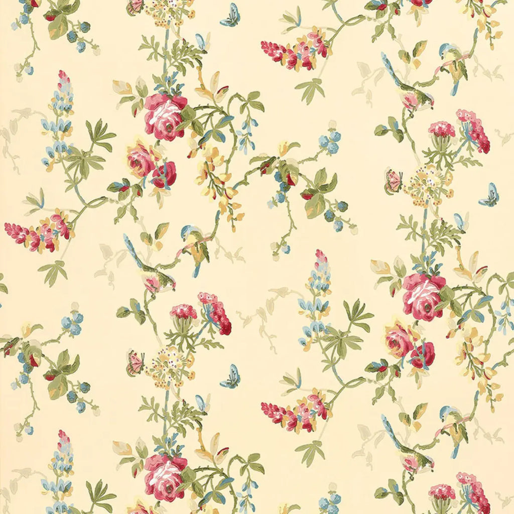 Chickadee Floral - Vanilla Wallpapers