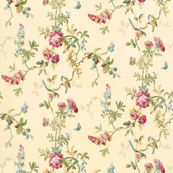Chickadee Floral - Vanilla Wallcovering | Schumacher