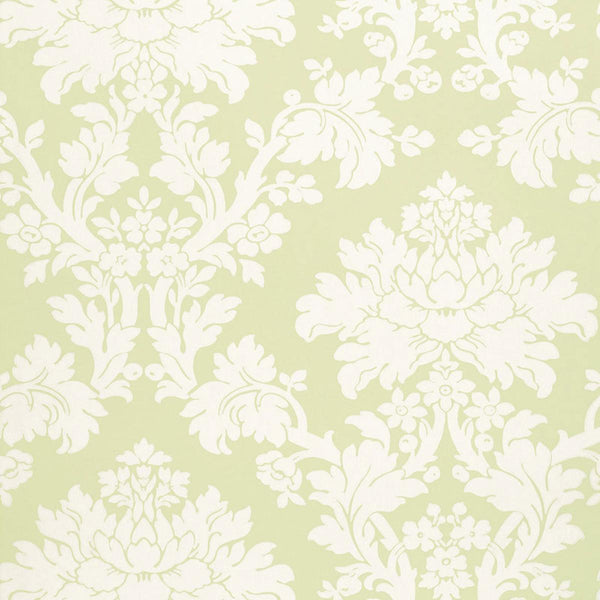 Tierni Damask - Celery Wallcovering | Schumacher