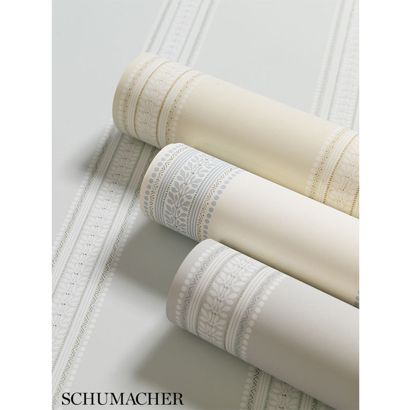 Schumacher Lorraine Stripe Limestone Wallpaper by Schumacher