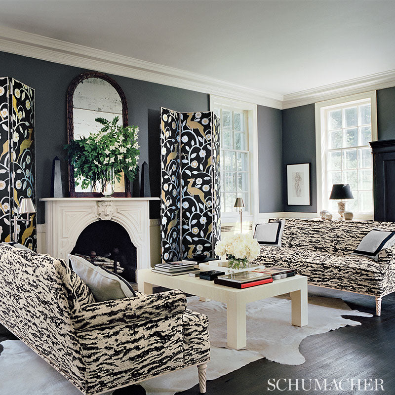 Haruki Sisal Ivory Room Setting | Schumacher Wallpaper