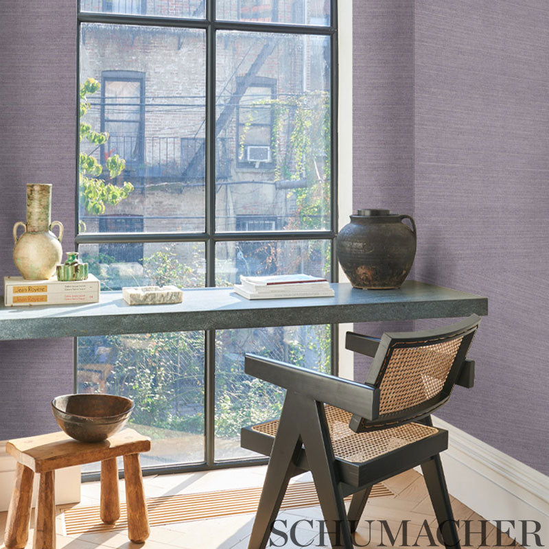 Haruki Sisal Indigo Room Setting | Schumacher Wallpaper