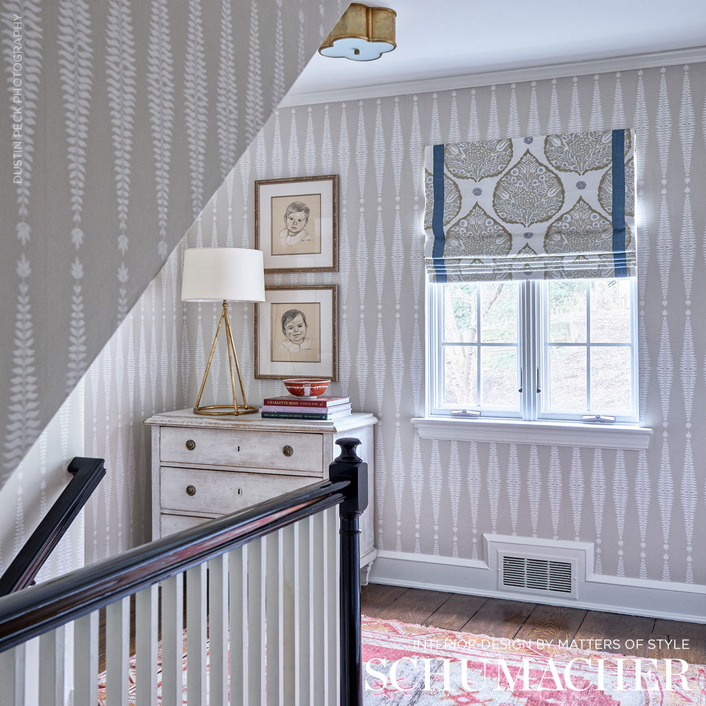 Fern Tree Bone Room Setting | Schumacher Wallpaper