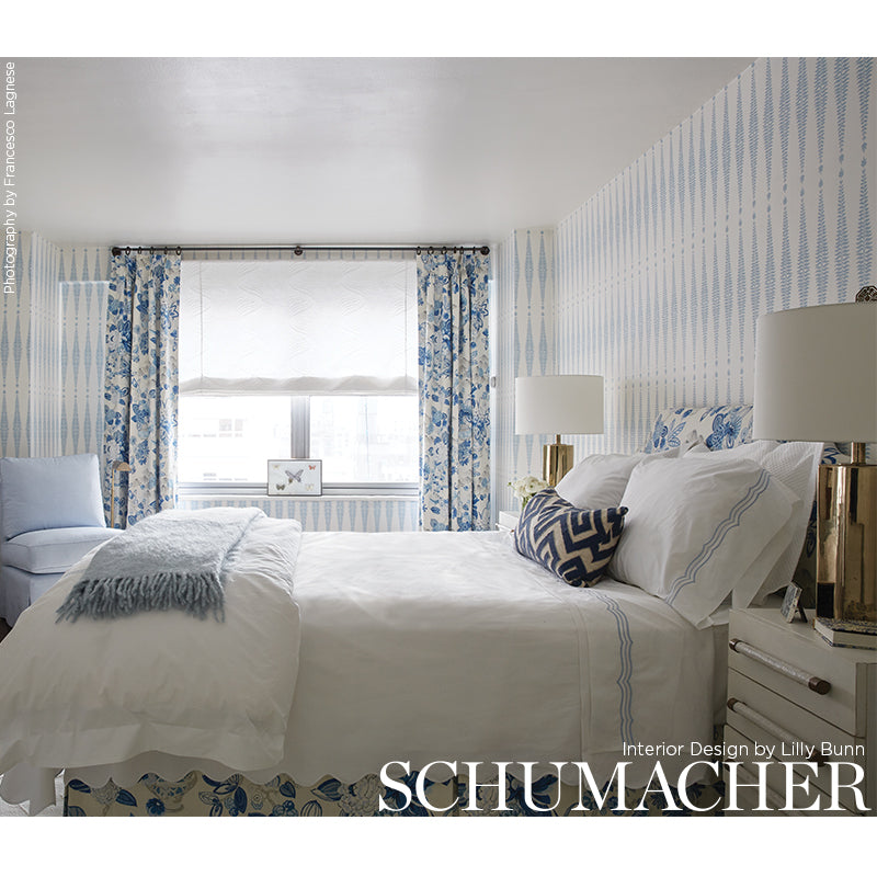 Fern Tree Sky Room Setting | Schumacher Wallpaper