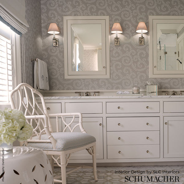 Leafy Scroll - Dove Wallcovering | Schumacher