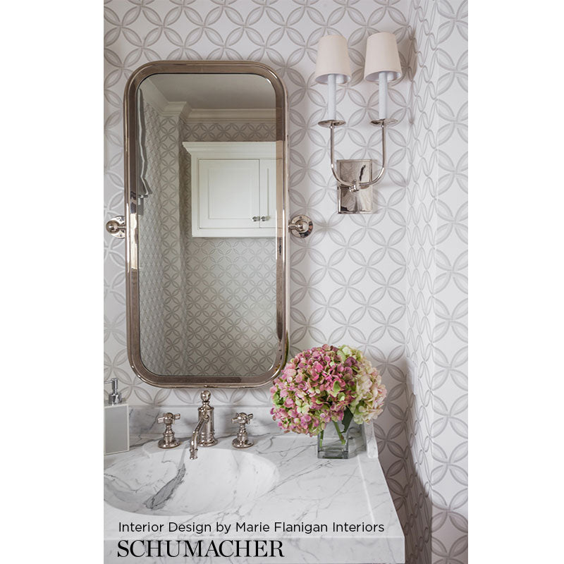 Schumacher Spherica Silver Wallpaper by Schumacher