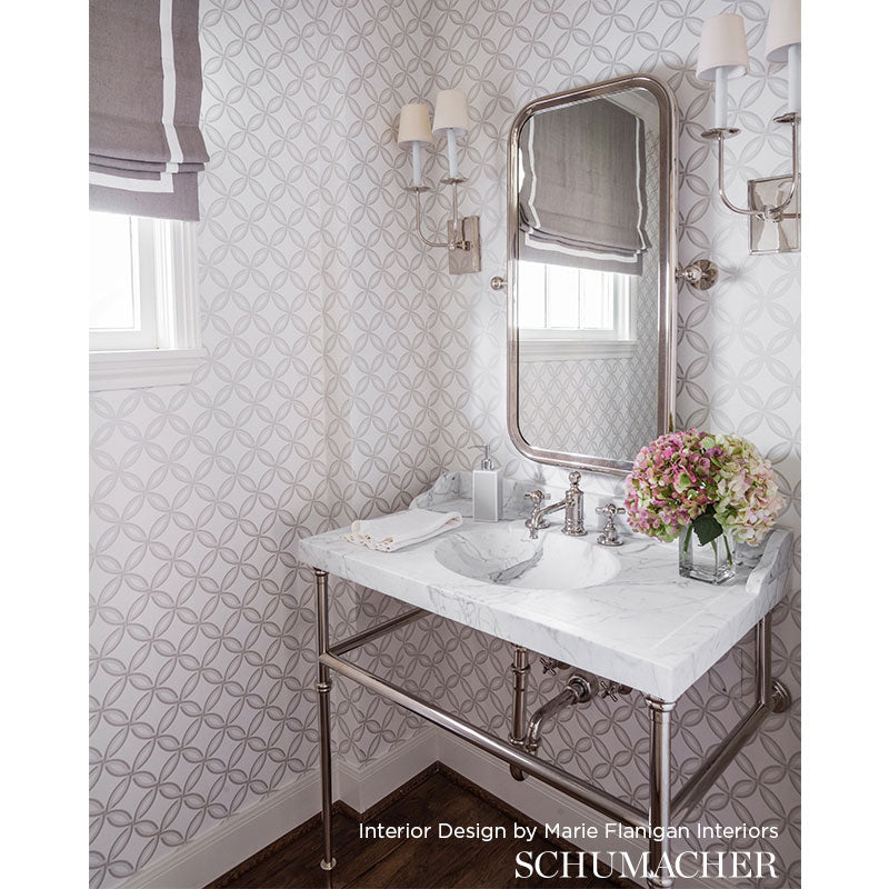Spherica Parchment Room Setting | Schumacher Wallpaper