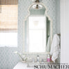 Summer Palace Fret Mineral Room Setting | Schumacher Wallpaper