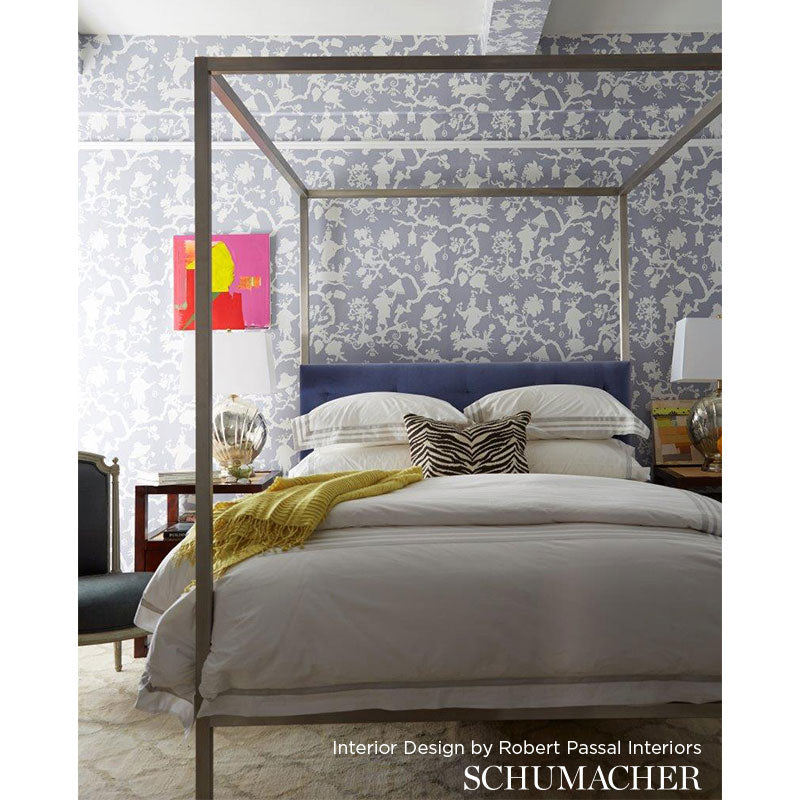 Shantung Silhouette Print Sand Room Setting | Schumacher Wallpaper