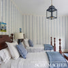 Katsura Stripe Delft Room Setting | Schumacher Wallpaper