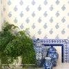 Kerala Paisley Water Blue Room Setting | Schumacher Wallpaper