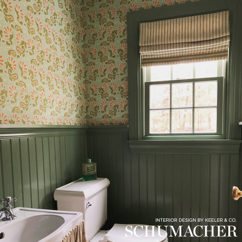 Rampura Water Blue Room Setting | Schumacher Wallpaper
