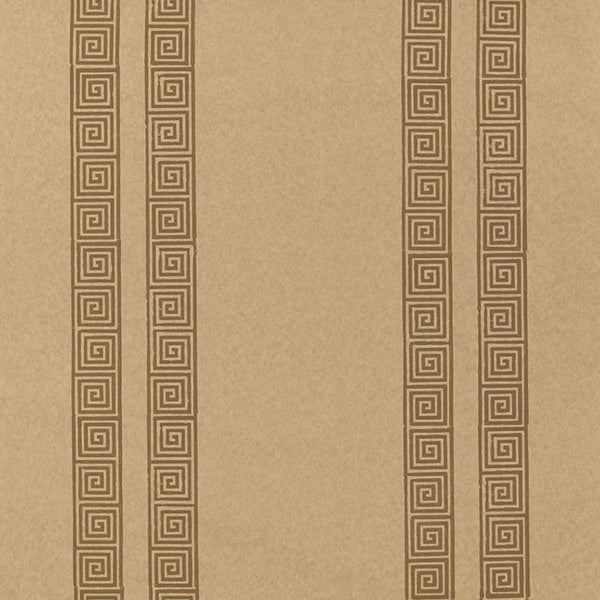 Greek Key Stripe - Beige Wallcovering | Schumacher