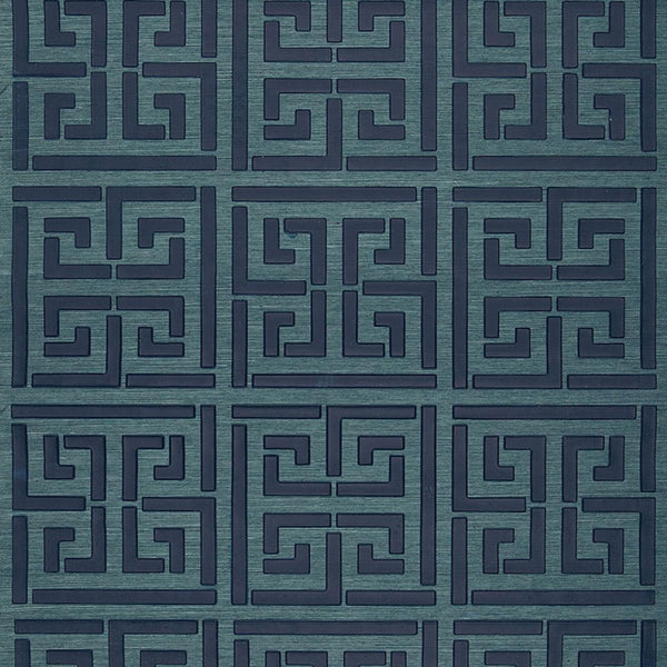 Greek Key Sisal - Peacock Wallcovering | Schumacher
