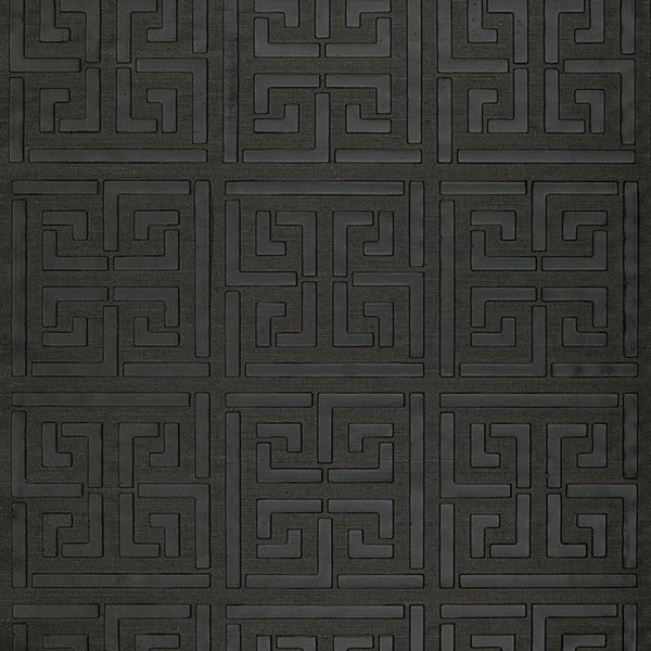 Greek Key Sisal - Jet Wallcovering | Schumacher