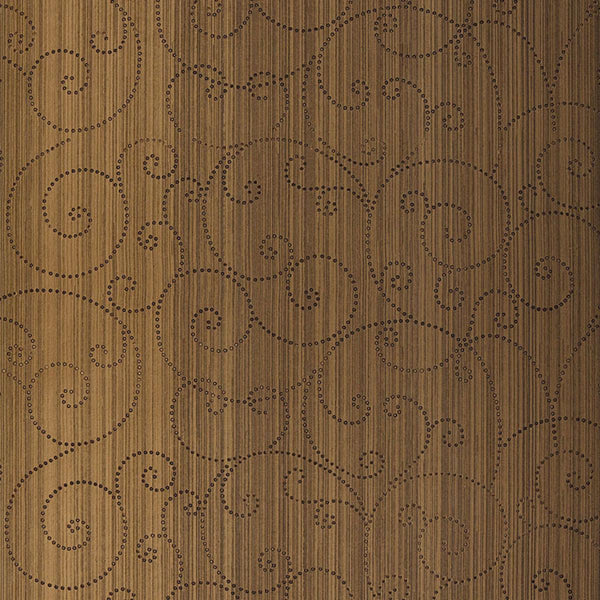 Beaded Scroll - Burnished Bronze Wallcoverings Natural Wallcovering | Schumacher