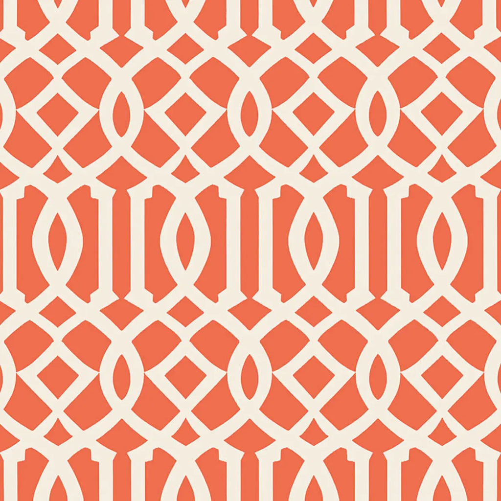 Imperial Trellis II - Ivory / Mandarin Wallpapers