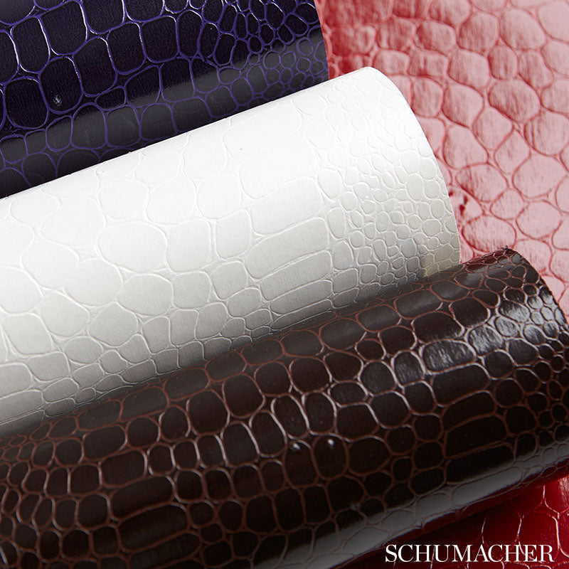 Crocodile White Room Setting | Schumacher Wallpaper