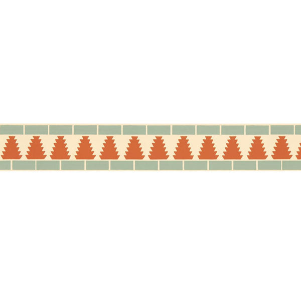 Cadiz Mosaic Border - Persimmon Wallcovering | Schumacher