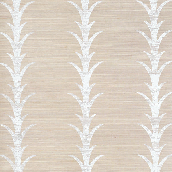 Acanthus Stripe Sisal Fog & Chalk - Fog & Chalk Wallcoverings Natural Wallcovering | Schumacher