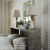 Acanthus Stripe Sisal Haze Room Setting | Schumacher Wallpaper