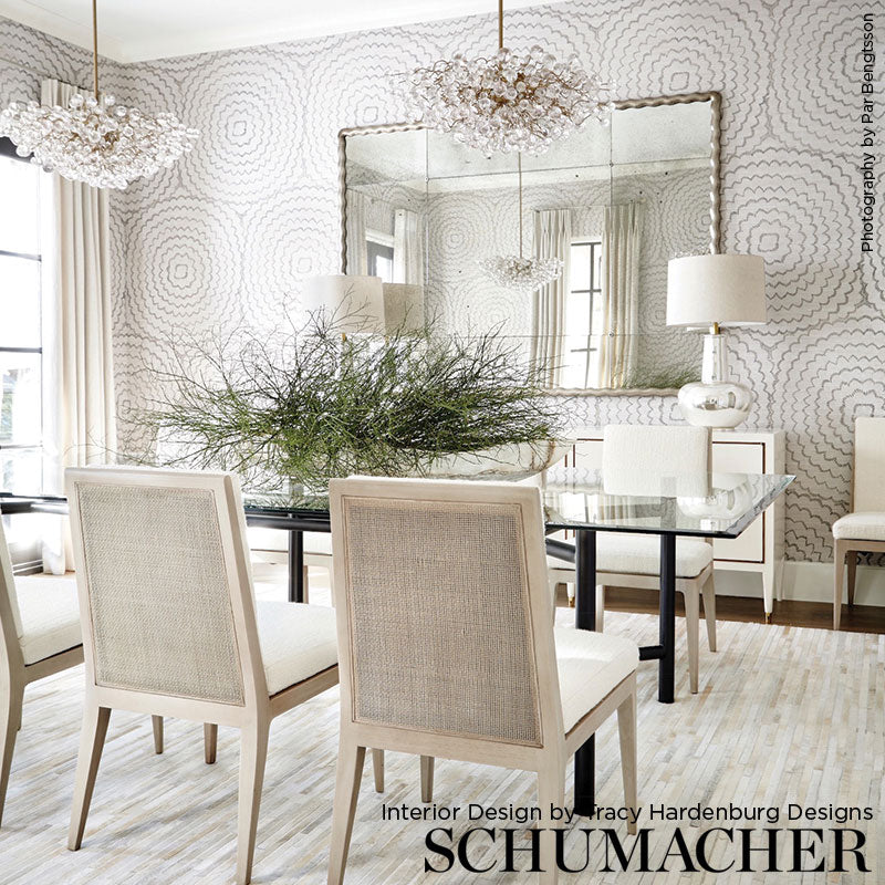 Feather Bloom Sisal Dove Room Setting | Schumacher Wallpaper