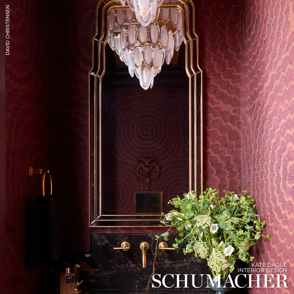 Feather Bloom Sisal Golden Plum Room Setting | Schumacher Wallpaper