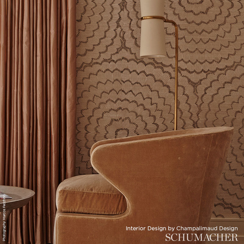 Feather Bloom Sisal Fuchsia & Jet Room Setting | Schumacher Wallpaper