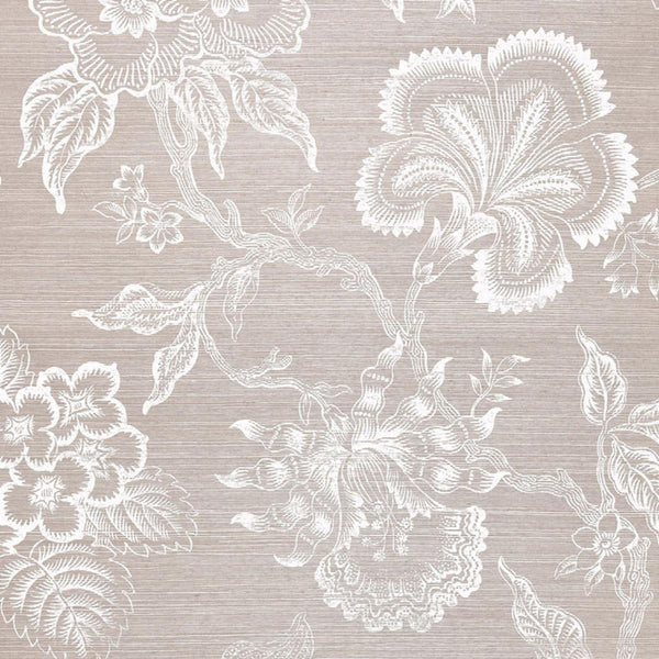 Hothouse Flowers Sisal - Haze & Chalk Wallcovering | Schumacher