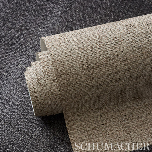 Weston Raffia Weave - Grey Wallcoverings Natural Wallcovering | Schumacher