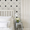 Taj Trellis Noir Room Setting | Schumacher Wallpaper
