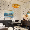 Taj Trellis Noir Room Setting | Schumacher Wallpaper