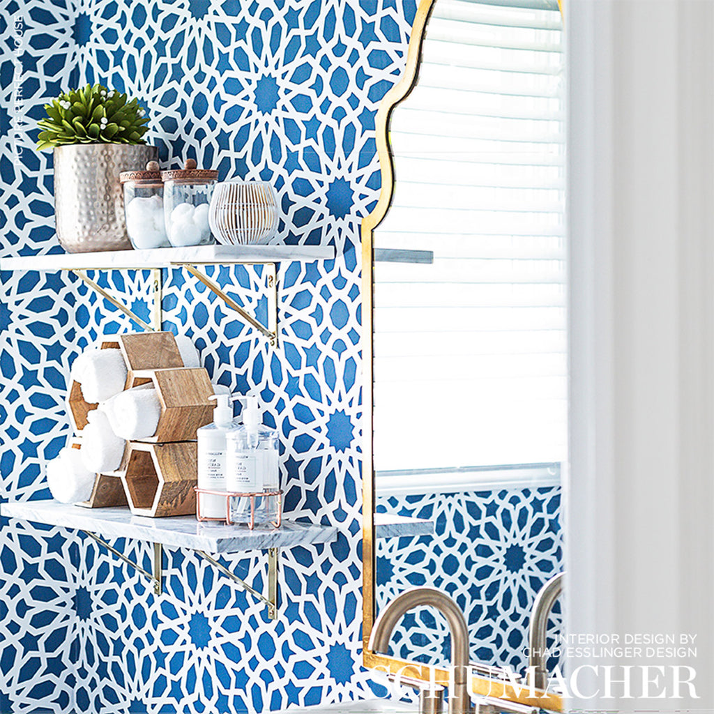 Agadir Screen Lapis Room Setting | Schumacher Wallpaper
