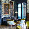 Darya Ikat Sidewall Sky Room Setting | Schumacher Wallpaper