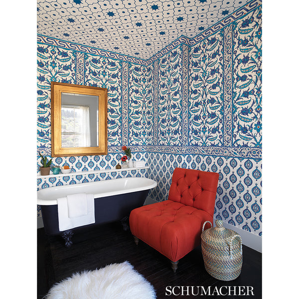 Bosphorus Border - Peacock Wallcovering | Schumacher