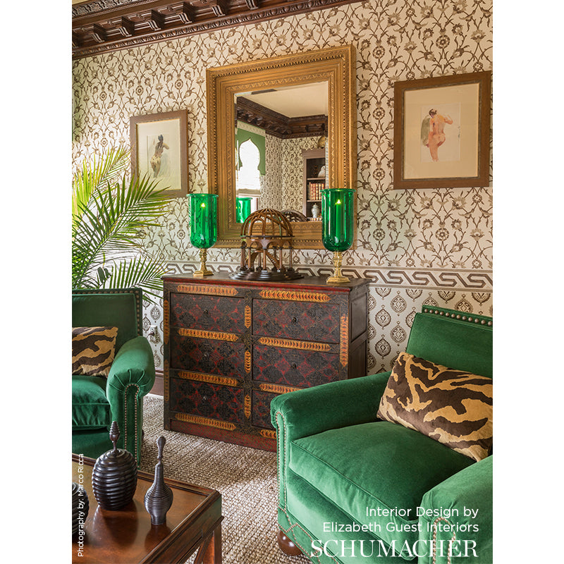 Schumacher Bosphorus Border Peacock Wallpaper by Schumacher