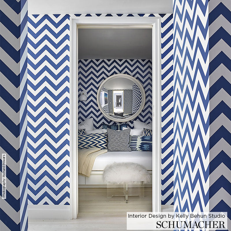 Fez Lapis Room Setting | Schumacher Wallpaper
