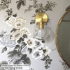 Pyne Hollyhock Charcoal Room Setting | Schumacher Wallpaper