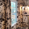 Pyne Hollyhock Charcoal Room Setting | Schumacher Wallpaper