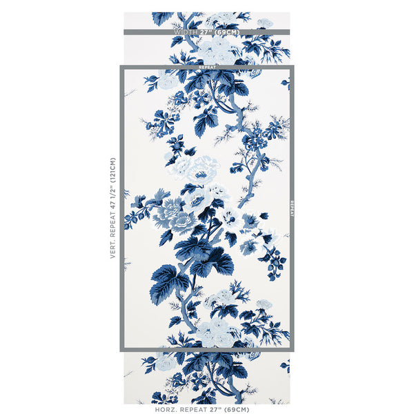 Pyne Hollyhock - Indigo Wallcovering | Schumacher
