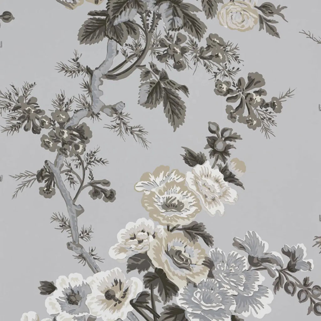Pyne Hollyhock - Grisaille Wallpapers