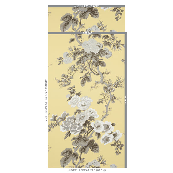 Pyne Hollyhock - Buttercup Wallcovering | Schumacher