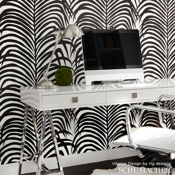 Zebra Palm - Ebony Wallcovering | Schumacher