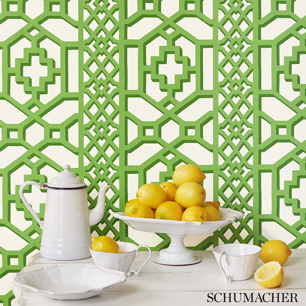 Zanzibar Trellis - Jade Wallcovering | Schumacher
